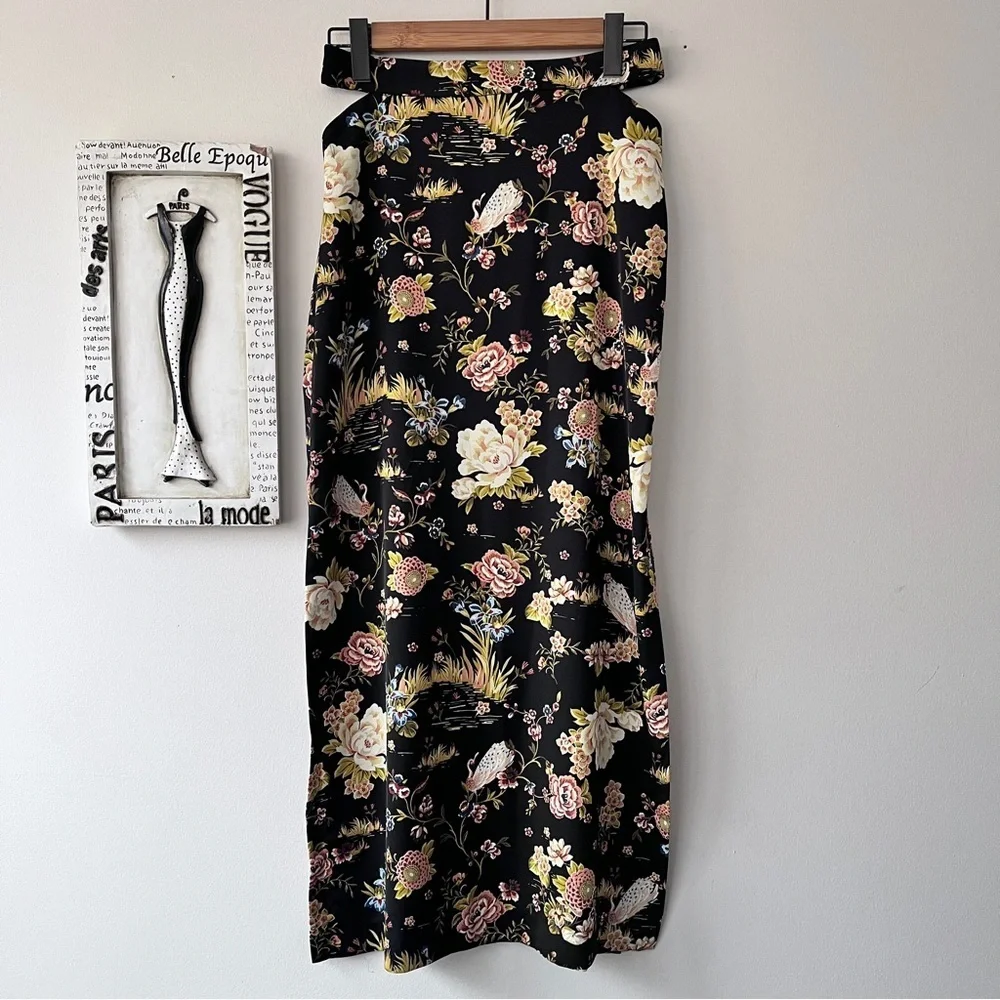 Zara Women’s Boho Cutout Floral Print Maxi Skirt Size M - Picture 3 of 8